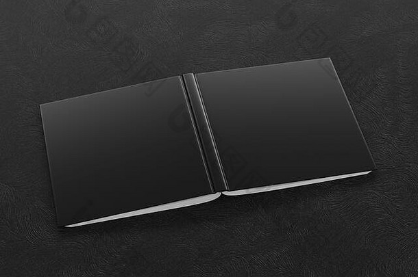 空白黑色的广场开放上行书封面黑色的背景孤立的剪裁路径封面插图