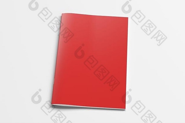 红色的宣传册小册子封面模拟白色孤立的剪裁路径宣传册一边视图illustratuion