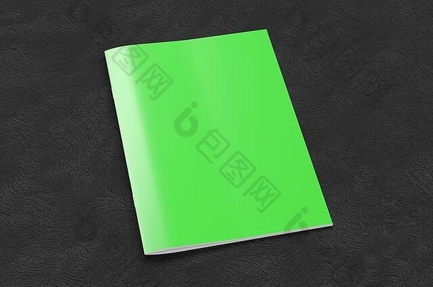 绿色宣传册小册子封面模拟黑色的背景孤立的剪裁路径宣传册一边视图illustratuion