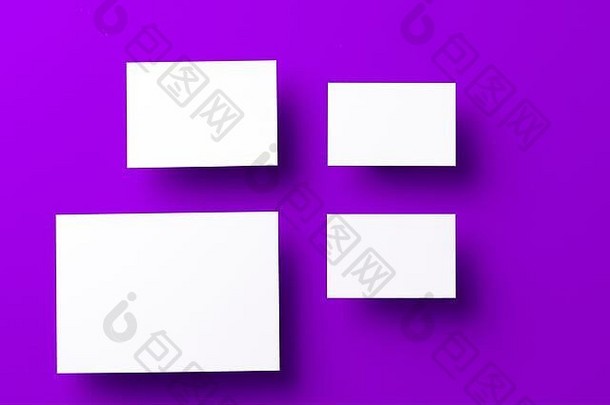 空白白色的<strong>名片</strong>紫色的背景复制空间
