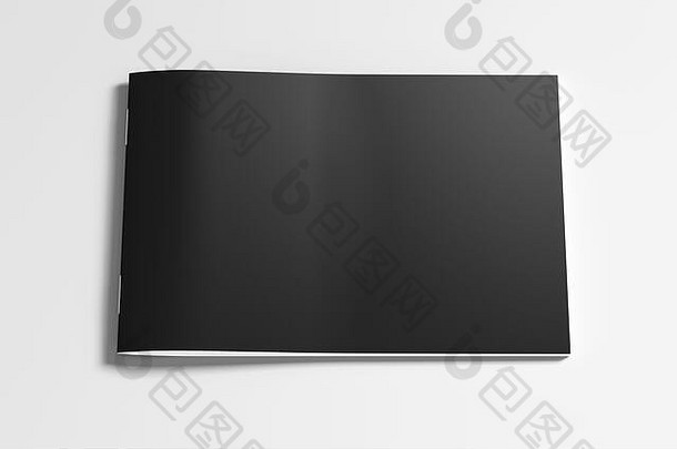 黑色的水平宣传册小册子封面模拟白色孤立的剪裁路径宣传册前面视图illustratuion
