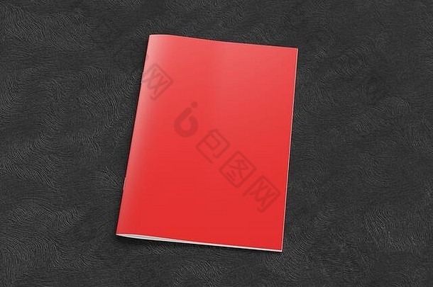 红色的宣传册小册子封面模拟黑色的背景孤立的剪裁路径宣传册一边视图illustratuion