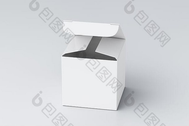 空白白色多维数据集礼物盒子打开铰链皮瓣成员白色背景剪裁路径盒子模拟插图