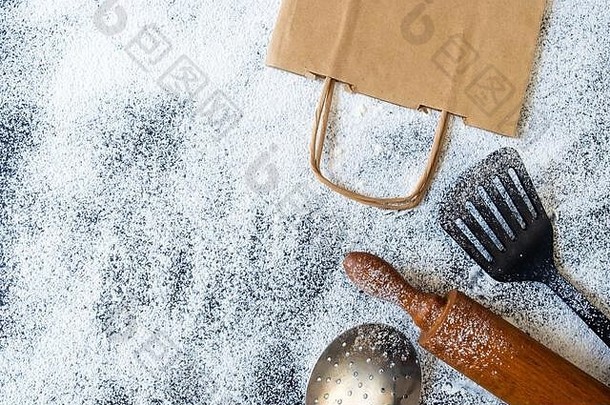 工艺纸袋厨房用具工具表格面粉概念交付服务包装订单客户