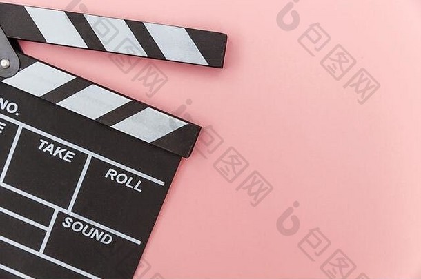 导演职业经典导演空电影使场记板电影板岩孤立的粉红色的背景视频生产电影电影类