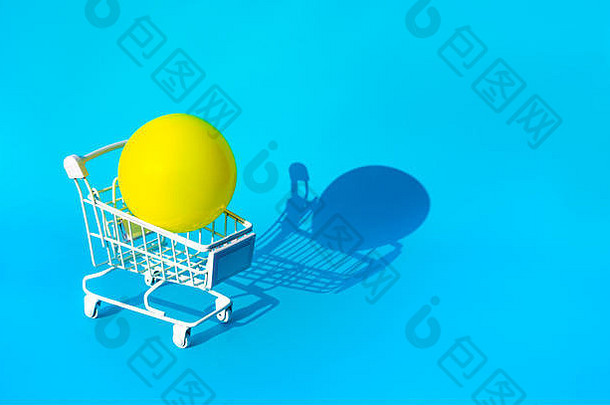 模拟黄色的球车电车超市<strong>购物</strong>概念的想法最小的设计