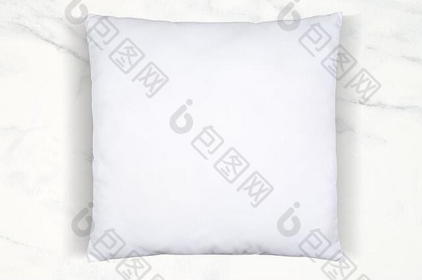 软白色扔枕头令人心寒的在豪华的白色大理石背景很多房间添加设计扔枕头模拟