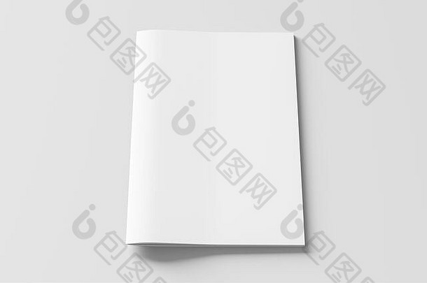 空白宣传册小册子封面模拟白色孤立的剪裁路径宣传册前面视图illustratuion