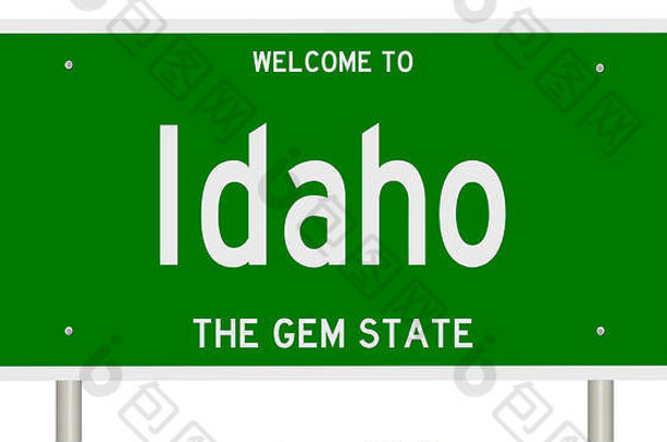 呈现绿色高速公路标志爱达荷州