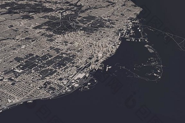 多伦多加拿大城市地图呈现空中卫星视图