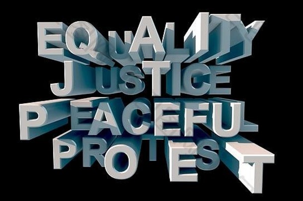 刻字大白色信平等正义和平抗议黑色的背景呈现