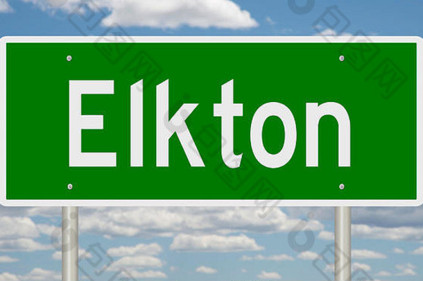 呈现绿色高速公路标志elkton