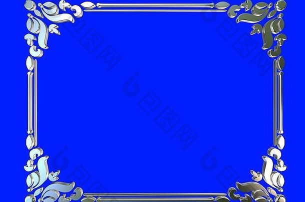 钢古董经典框架蓝色的背景