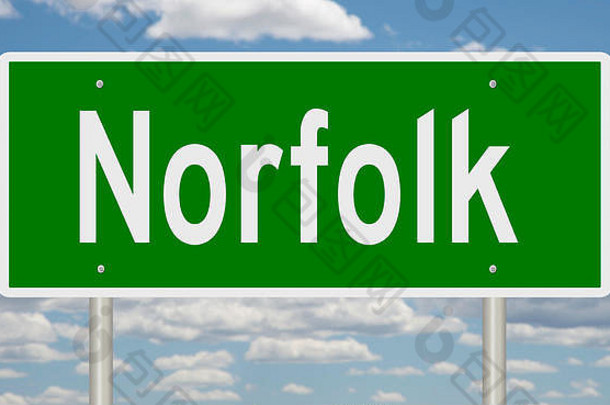 呈现绿色路标志诺福克维吉尼亚州