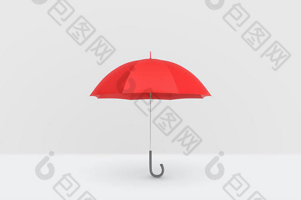 开放经典红色的伞处理垂直白色背景