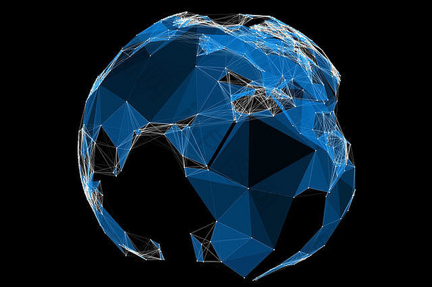 三维空间蓝色的全球全球通信网络技术