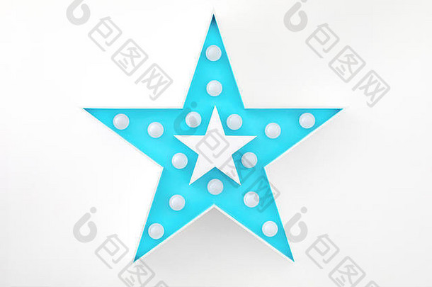 大蓝色的装饰明星很多灯白色背景美丽的装饰现代设计元素
