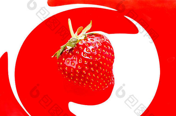 红色的草莓白色红色的背景