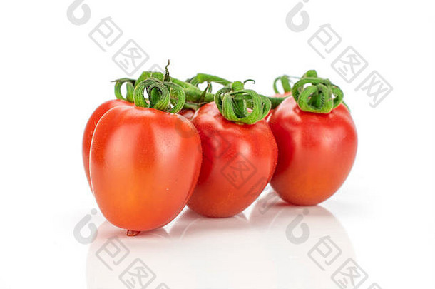 集团新鲜的红色的番茄樱桃孤立的白色背景