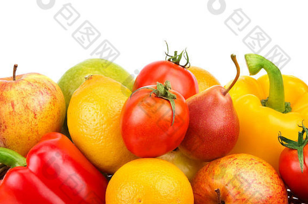 水果蔬菜孤立的白色背景
