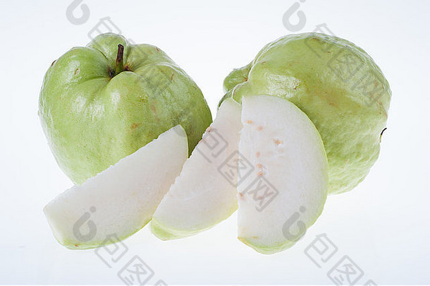 番石榴水果绿色皮肤白色肉维生素