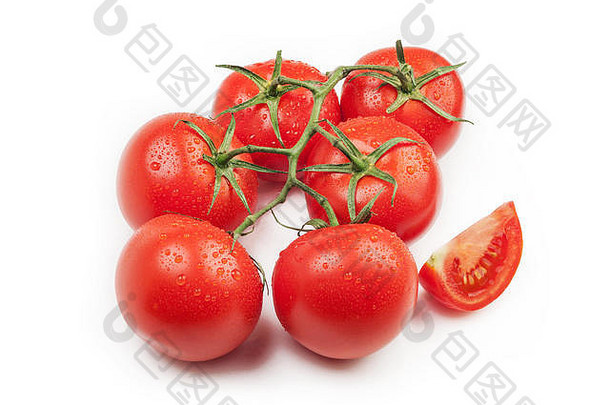 新鲜的樱桃番茄孤立的白色背景