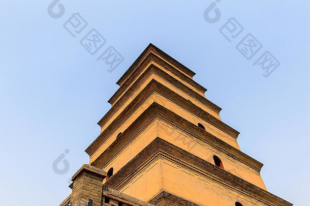 巨大的野生鹅宝塔复杂的佛教宝塔西安陕西省中国建唐王朝联合国教科文组织世界遗产