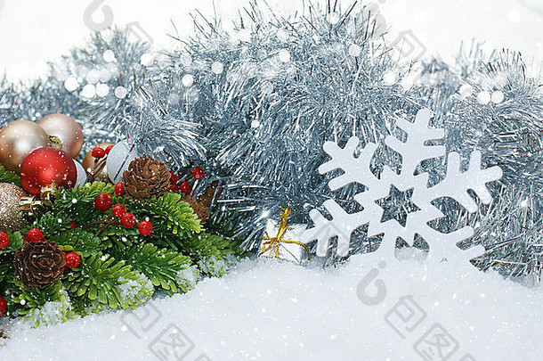 圣诞节背景装饰依偎雪