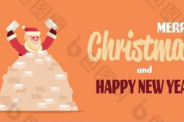 圣诞老人老人桩列表传入的信孩子们快乐圣诞节快乐一年概念平水平
