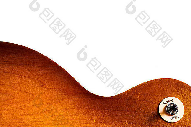 模式木电吉他蜂蜜破裂颜色白色背景