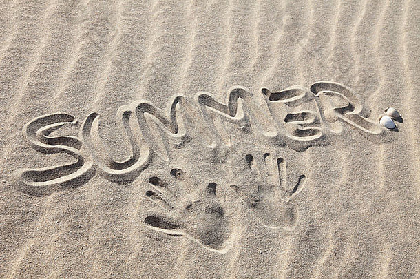 作品沙子海滩象征着夏天假期