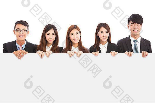 亚洲年轻的业务人持有白色董事会