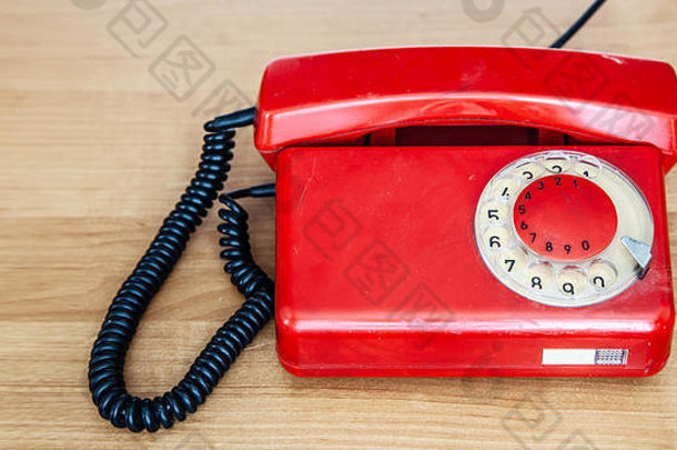 红色的复古的电话表格室内特写镜头