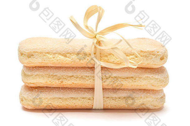 传统的意大利萨沃亚尔迪松脆饼饼干白色背景