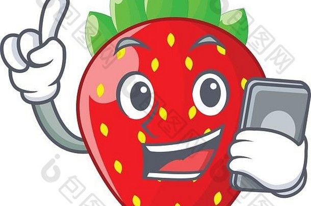 电话字符草莓甜蜜的商店水果
