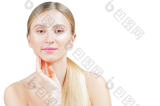 脸女人完美的清洁皮肤按摩面部行皮肤护理脸电梯抗衰老治疗