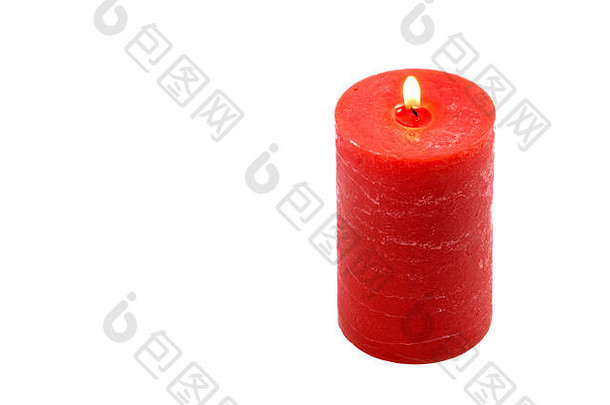 红色的蜡烛火焰总计白色背景