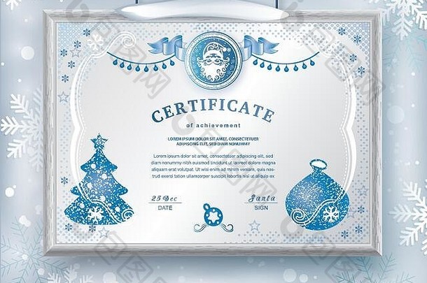 圣诞节白色证书圣诞老人老人圣诞节装饰冬天冻背景一年祝贺你空白挂墙