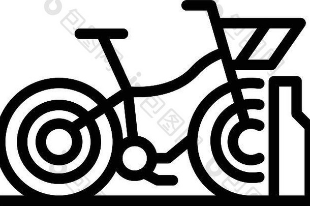 业务自行车租金图标大纲风格