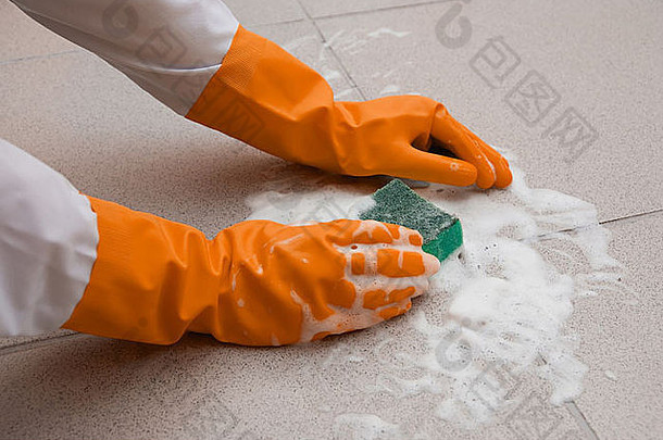 手洗地板上清洁海绵泡沫