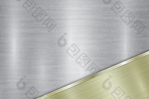 背景组成银闪亮的金属表面抛光金板位于角落里金属纹理的目光抛光的