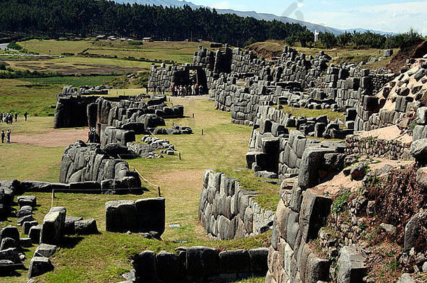还雕刻石头墙militray堡Sacsayhuaman废墟库斯科秘鲁首页核心庆祝节日