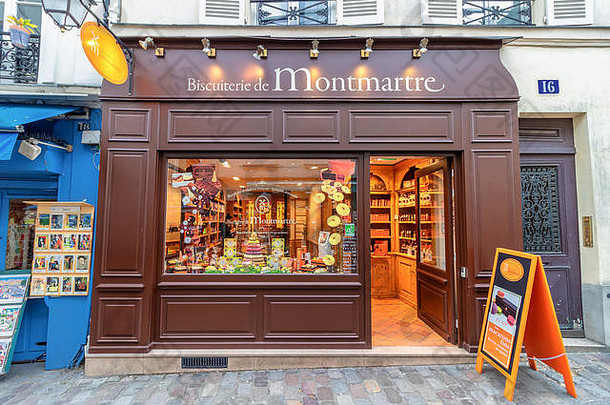 巴黎法国3月市场商店饼干蒙马特巴黎