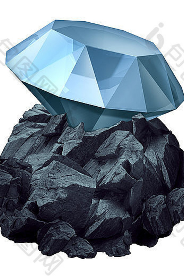 钻石粗糙的闪亮的珍贵的宝石隐藏的块锯齿状的岩石业务象征字符比喻发现未来潜在的成功权力