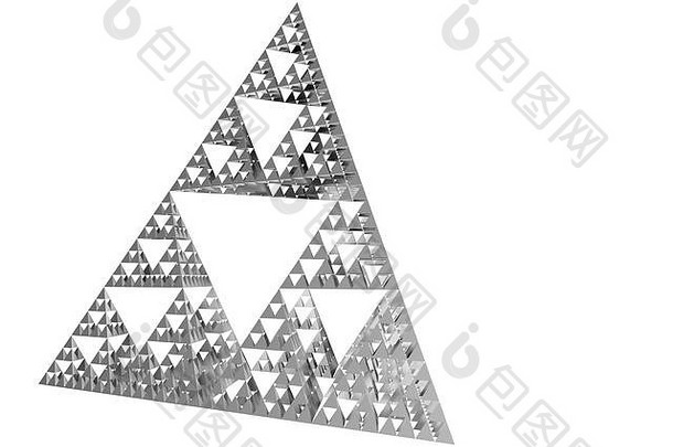 灰色的sierpinski三角形白色背景分形形状等边三角形三角形细分递归地小