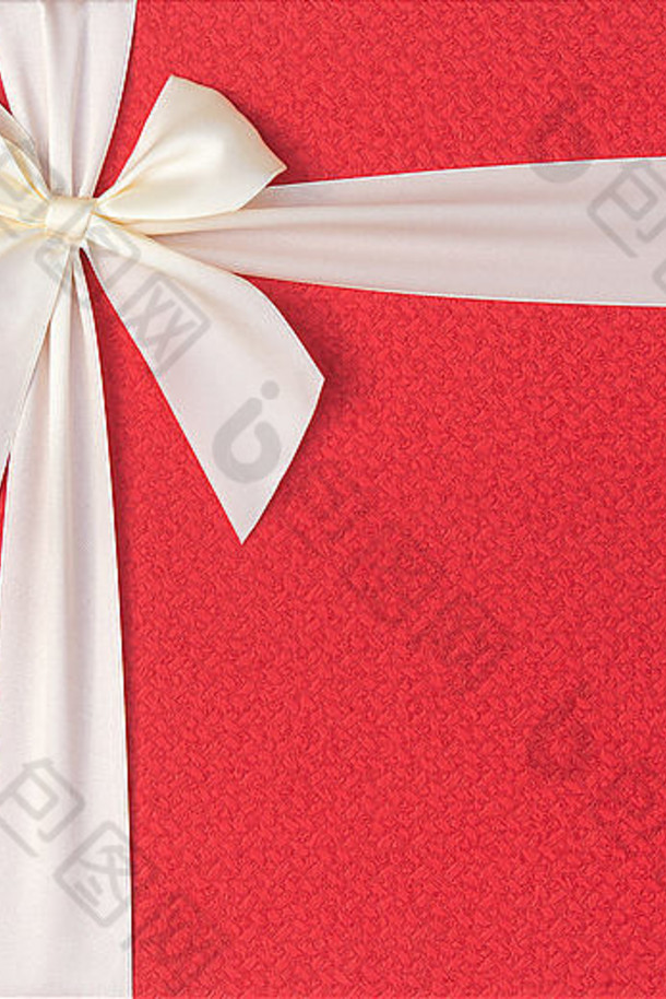 前视图红色的礼物盒子米色弓