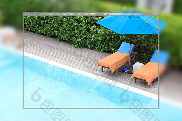 网络网站页面设计概念放松椅子游泳池背景