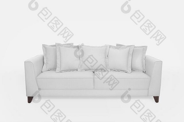 工作室拍摄美丽的现代沙发孤立的白色背景