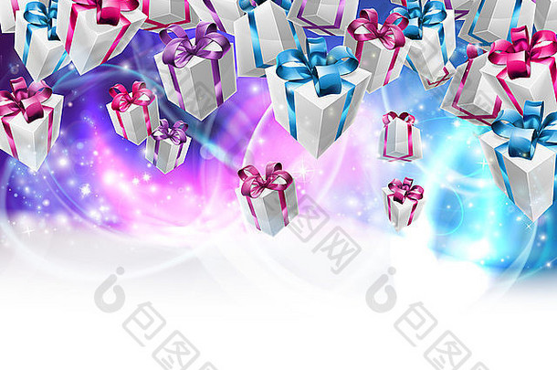 摘要礼物礼物圣诞节<strong>生日</strong>头紫色的蓝色的背景褪色白色底容易奥奎