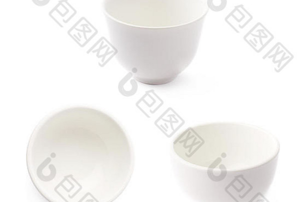 小白色陶瓷碗孤立的